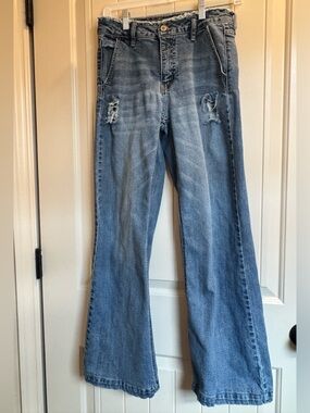 KanCan Light Blue Distressed wide leg Jeans